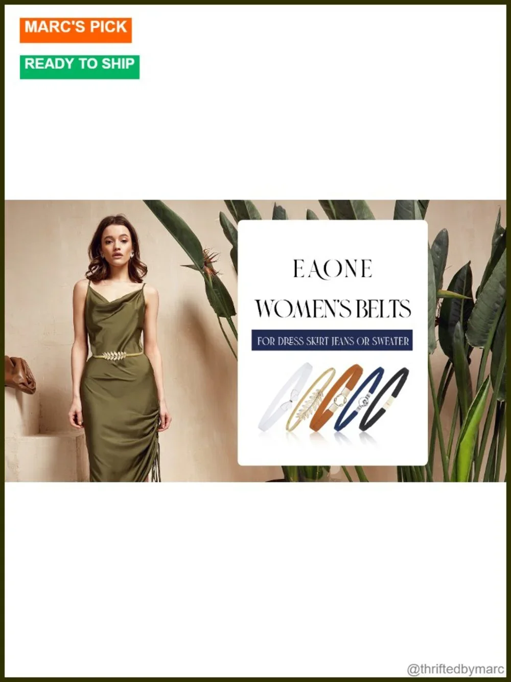 5 Pack Skinny PU Leather Stretch Belts for Women